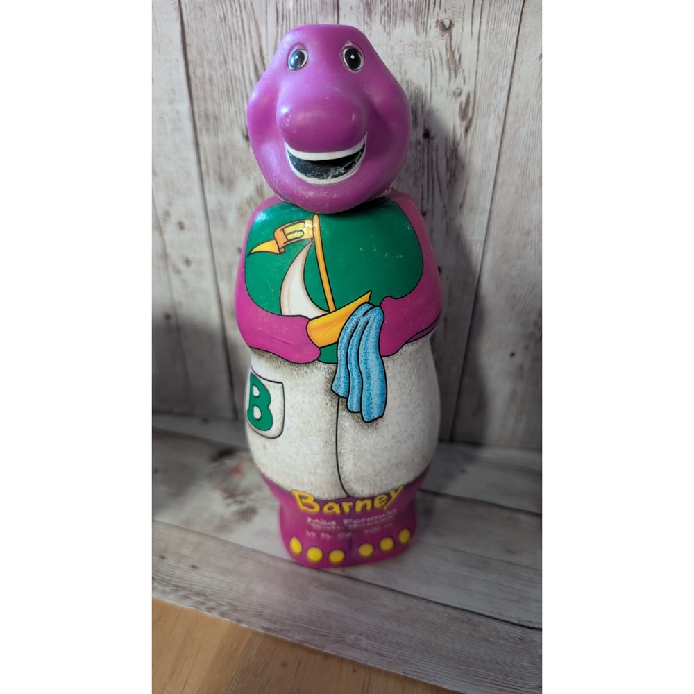 Vintage 1994 Barney Purple Dinosaur Bubble Bath Bottle -empty bottle